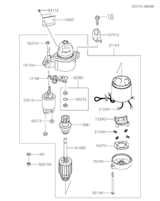 Starter Diagram and Parts List for FX801V-DS25  Cub Cadet Lawn Tractor